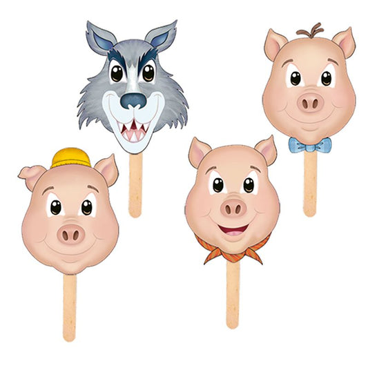 Máscaras para Cuentos Los 3 Cochinitos (4 pzas.)