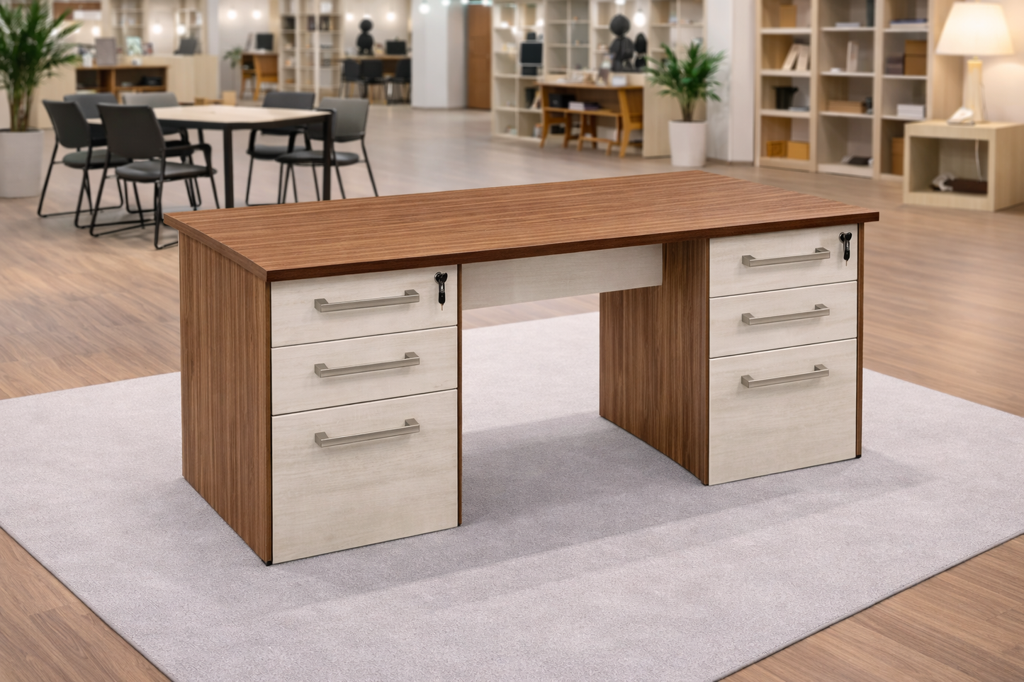 ESCRITORIO SEMIEJECUTIVO 6 CAJONES MELAMINA 150X75X75