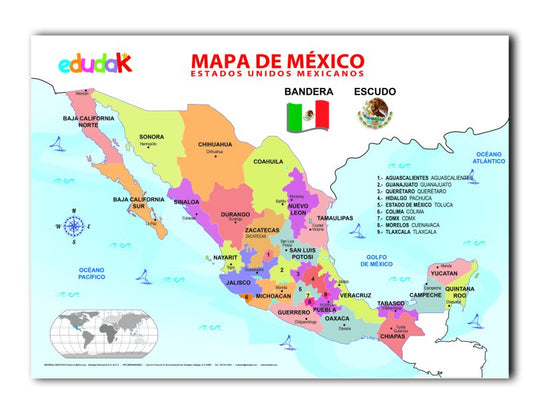 Lámina Didáctica: Mapa De La Republica Mexicana