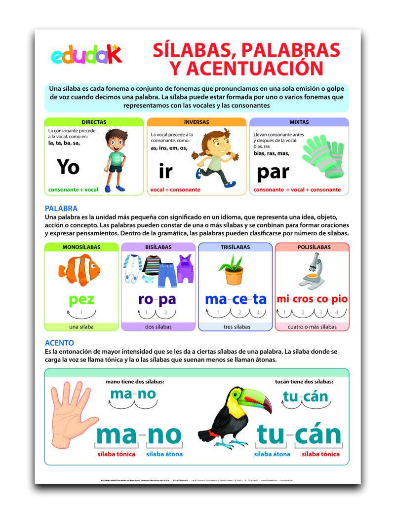 Lámina Didáctica: Silabas, Palabras y Acentuación