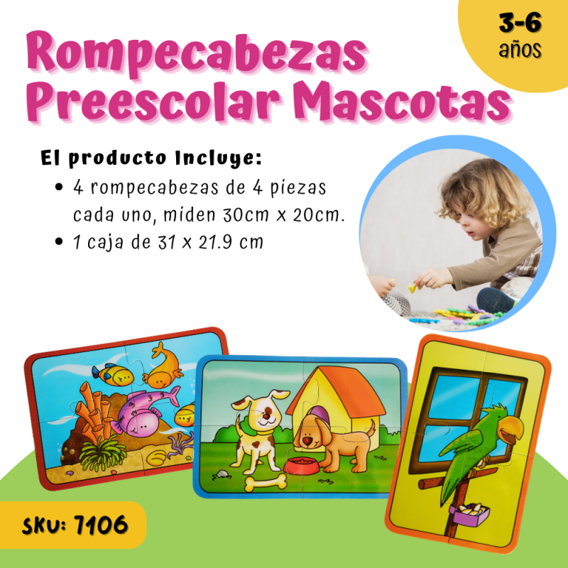 Rompecabezas Preescolar Mascotas