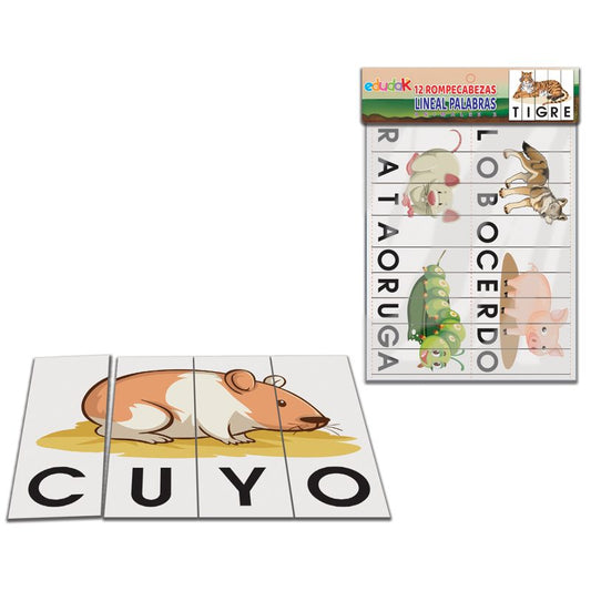 Rompecabezas Lineal Palabras Animales 2