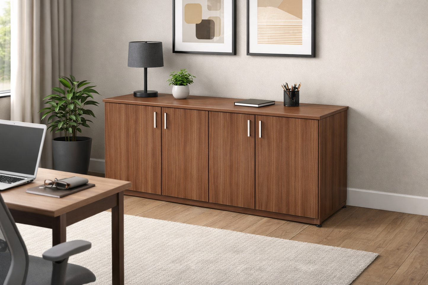CREDENZA MELAMINA 4 PUERTAS
